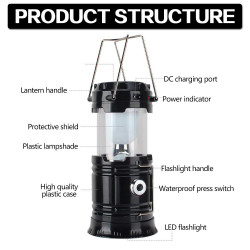 Rechargeable Camping Lamp with USB + phone changer