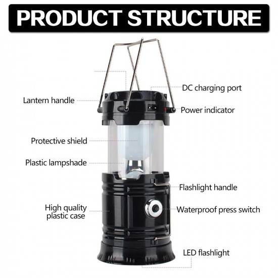 Rechargeable Camping Lamp with USB + phone changer
