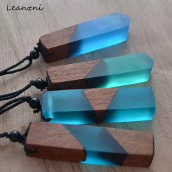 Men & Women Wood Resin Necklace Pendant