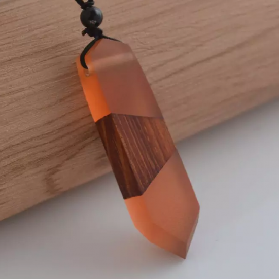 Men & Women Wood Resin Necklace Pendant