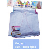 Baby's Frock - Medium size/ Pure white color/ 6 pcs