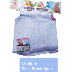 Baby's Frock - Medium size/ Pure white color/ 6 pcs