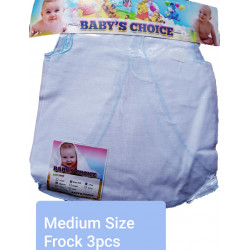 Baby's Frock - Medium size/ Pure white color/ 3 pcs
