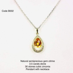 Necklace and Pendant 3.5CT Genuine 925 Silver
