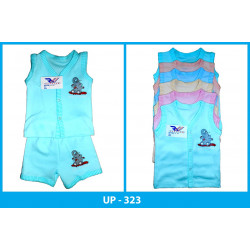 BABY SLEEVELESS KNITTED SUITE WITH ELEPHANT LOGO