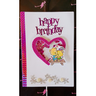 Pink bear birthday card