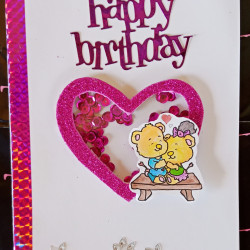 Pink bear birthday card