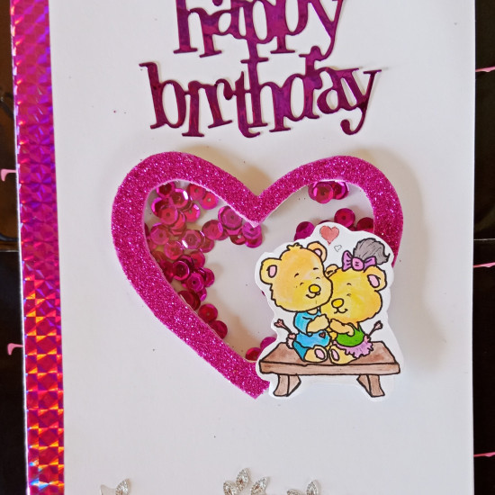 Pink bear birthday card