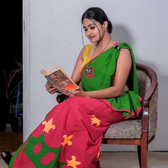 Handmade patchwork cotton saree