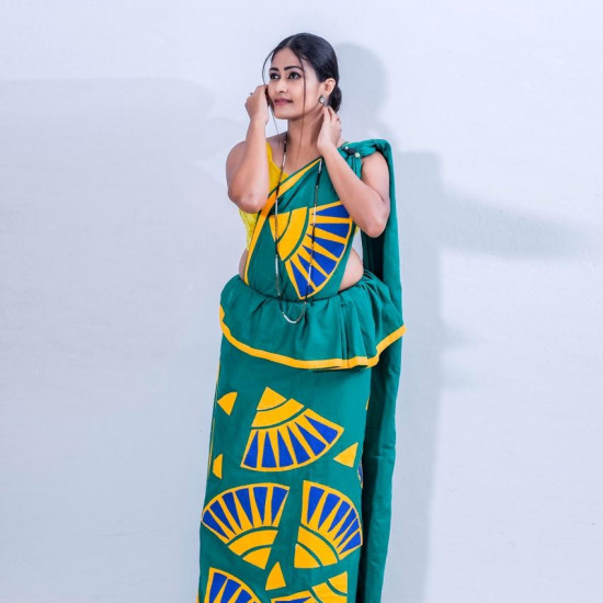 Handmade patchwork cotton saree