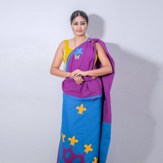 Handmade patchwork cotton saree