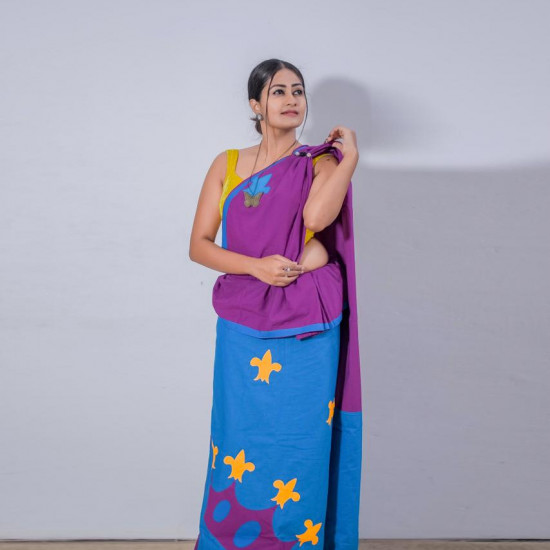 Handmade patchwork cotton saree
