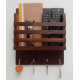 Wooden Mail/Remote Control Holder with Key Hooks. Wooden Mail/Remote Control Holder with Key Hooks.
