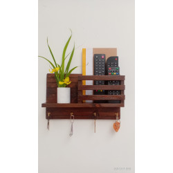 Wooden Wall Decorative Shelf  With Key Hooks.