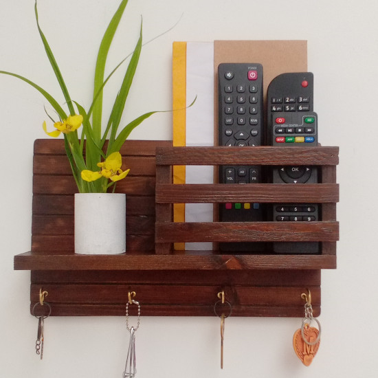 Wooden Wall Decorative Shelf With Key Hooks. Wooden Wall Decorative Shelf With Key Hooks.