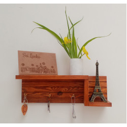 Wooden Wall Decorative Shelf  With Key Hooks.