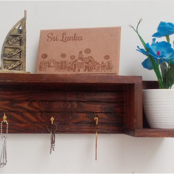 Wooden Wall Decorative Shelf  With Key Hooks.