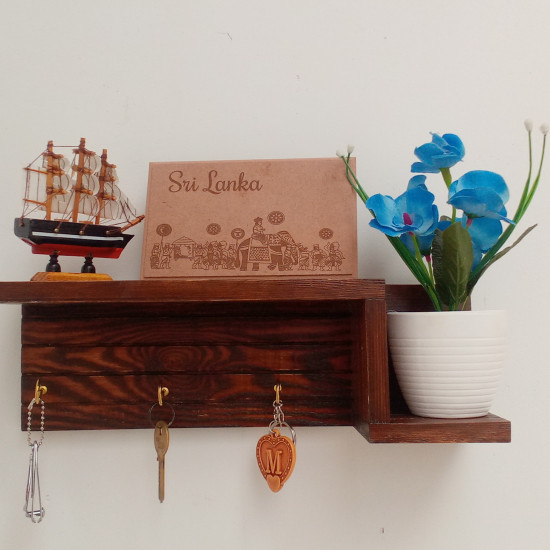 Wooden Wall Decorative Shelf With Key Hooks. Wooden Wall Decorative Shelf With Key Hooks.