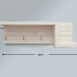 Wooden Wall Decorative Shelf  With Key Hooks.