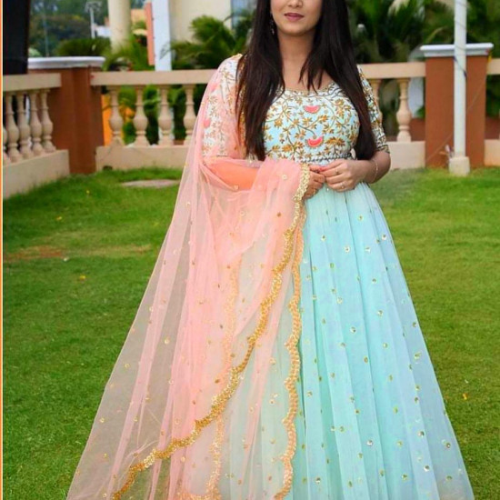 NEW EMBROIDERED ANARKALI SILK FROCK