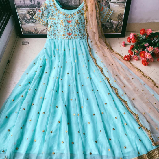 NEW EMBROIDERED ANARKALI SILK FROCK