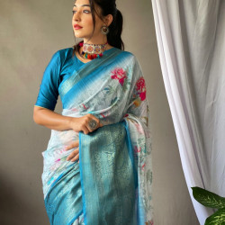 LINEN PRINTED SAREE