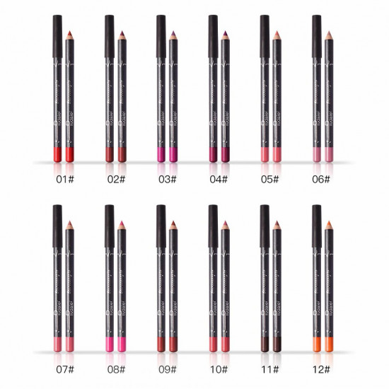 12 PCS Kit Waterproof Lipstick Lip Liner