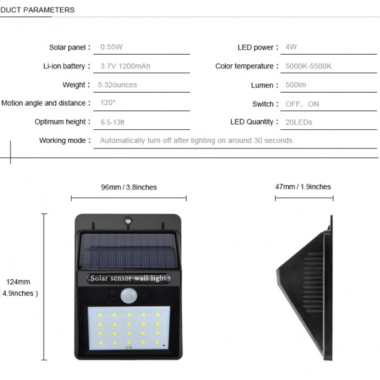 SOLAR LED OUT DOOR MOTION SENSOR