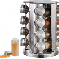 Rotating spice carousel rack 16 pcs stainless stee