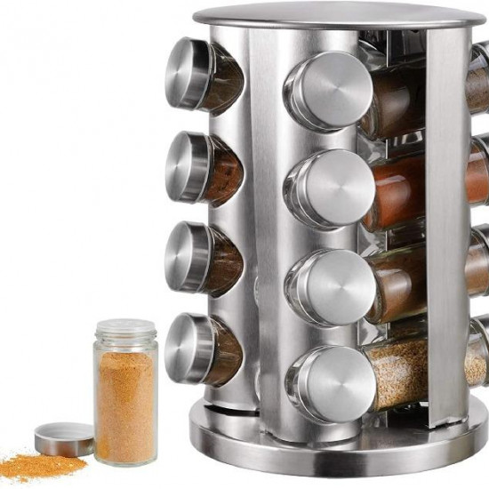 Rotating spice carousel rack 16 pcs stainless stee Rotating spice carousel rack 16 pcs stainless stee