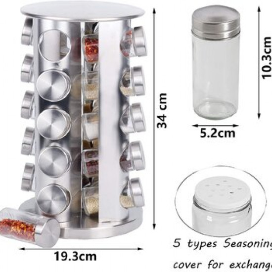 Rotating spice carousel rack 16 pcs stainless stee Rotating spice carousel rack 16 pcs stainless stee