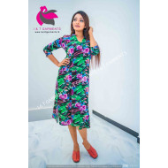 PRINTED LONG SLEEVE BUTTON FROCK
