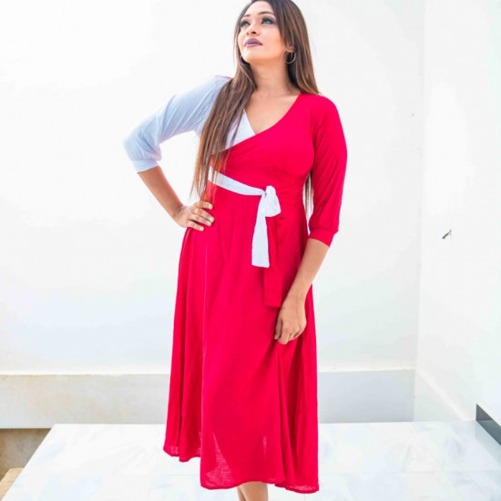 TWO COLOUR LONG SLEEVE FROCK TWO COLOUR LONG SLEEVE FROCK
