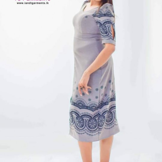 POLY LINEN BORDER FRONT OPEN FROCK POLY LINEN BORDER FRONT OPEN FROCK