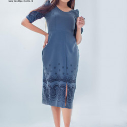 POLY LINEN BORDER FRONT OPEN FROCK