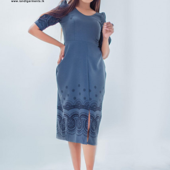 POLY LINEN BORDER FRONT OPEN FROCK POLY LINEN BORDER FRONT OPEN FROCK