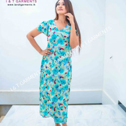 BELL SLEEVE WRAPAROUND LONG FROCK