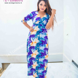 CROSS NECK WITH SLEEVE ELASTIC FROCK