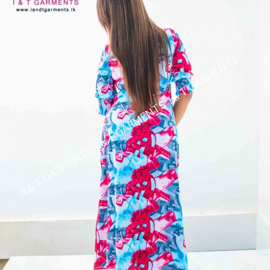 CROSS NECK WITH SLEEVE ELASTIC FROCK CROSS NECK WITH SLEEVE ELASTIC FROCK