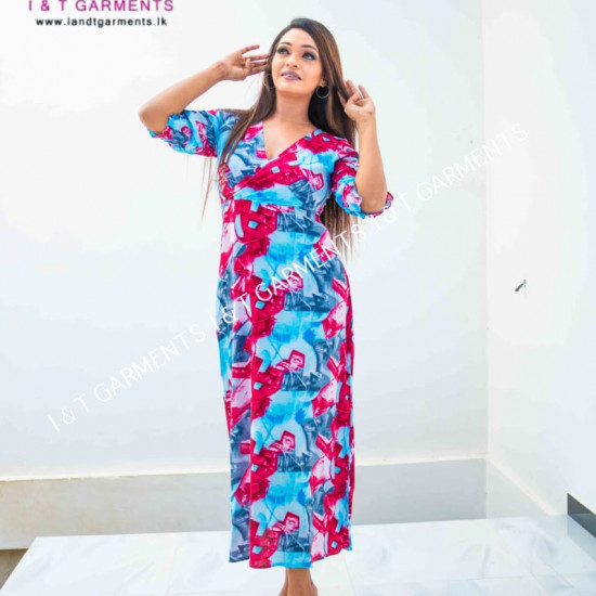 CROSS NECK WITH SLEEVE ELASTIC FROCK CROSS NECK WITH SLEEVE ELASTIC FROCK
