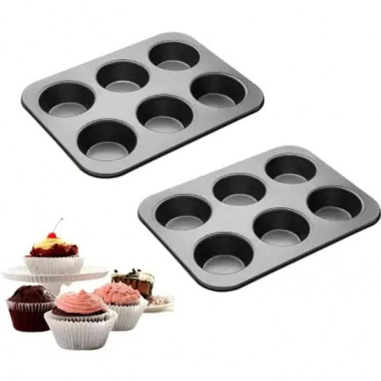 6pcs -Non-Stick Metal Cup Cake Tray 6pcs -Non-Stick Metal Cup Cake Tray