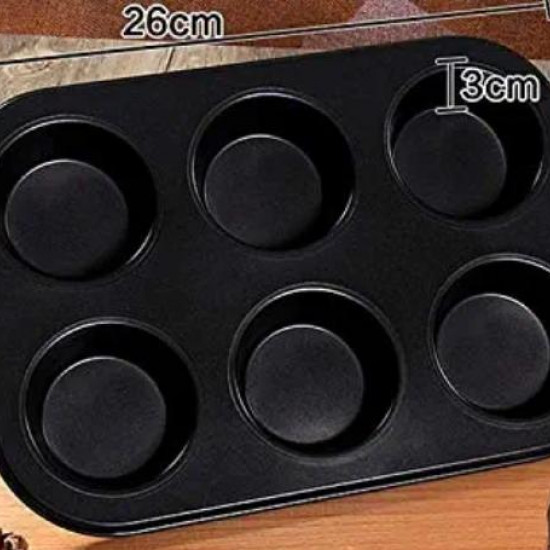 6pcs -Non-Stick Metal Cup Cake Tray 6pcs -Non-Stick Metal Cup Cake Tray