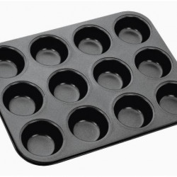 12 pcs -Non-Stick Metal Cup Cake Tray