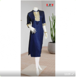 women Neck Gold Boardered kurtis