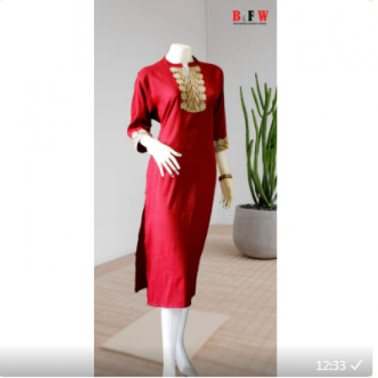 women Neck Gold Boardered kurtis women Neck Gold Boardered kurtis