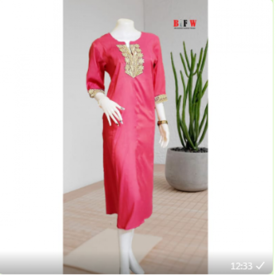 women Neck Gold Boardered kurtis women Neck Gold Boardered kurtis