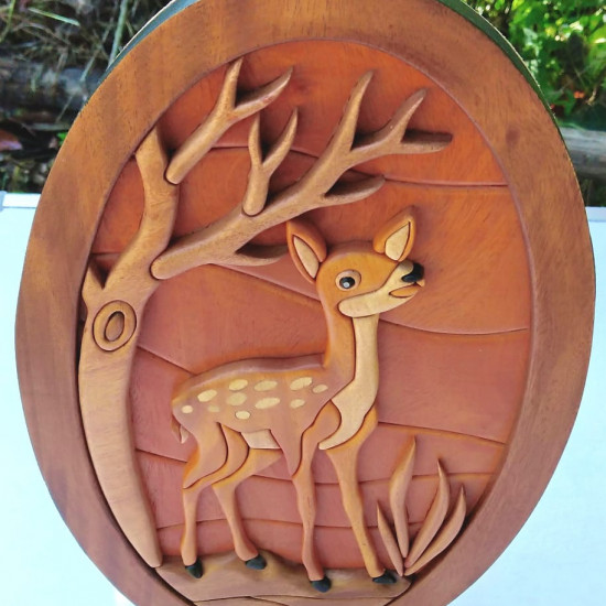 Spotted deer wall decor/S.JAYASINGHA WOOD CRAFT. Spotted deer wall decor/S.JAYASINGHA WOOD CRAFT.