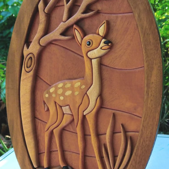 Spotted deer wall decor/S.JAYASINGHA WOOD CRAFT. Spotted deer wall decor/S.JAYASINGHA WOOD CRAFT.