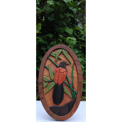 GREEN BILLED COUCAL WALL DECOR/S.JAYASINGHA WOOD C