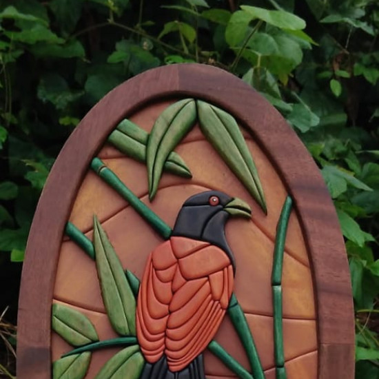 GREEN BILLED COUCAL WALL DECOR/S.JAYASINGHA WOOD C